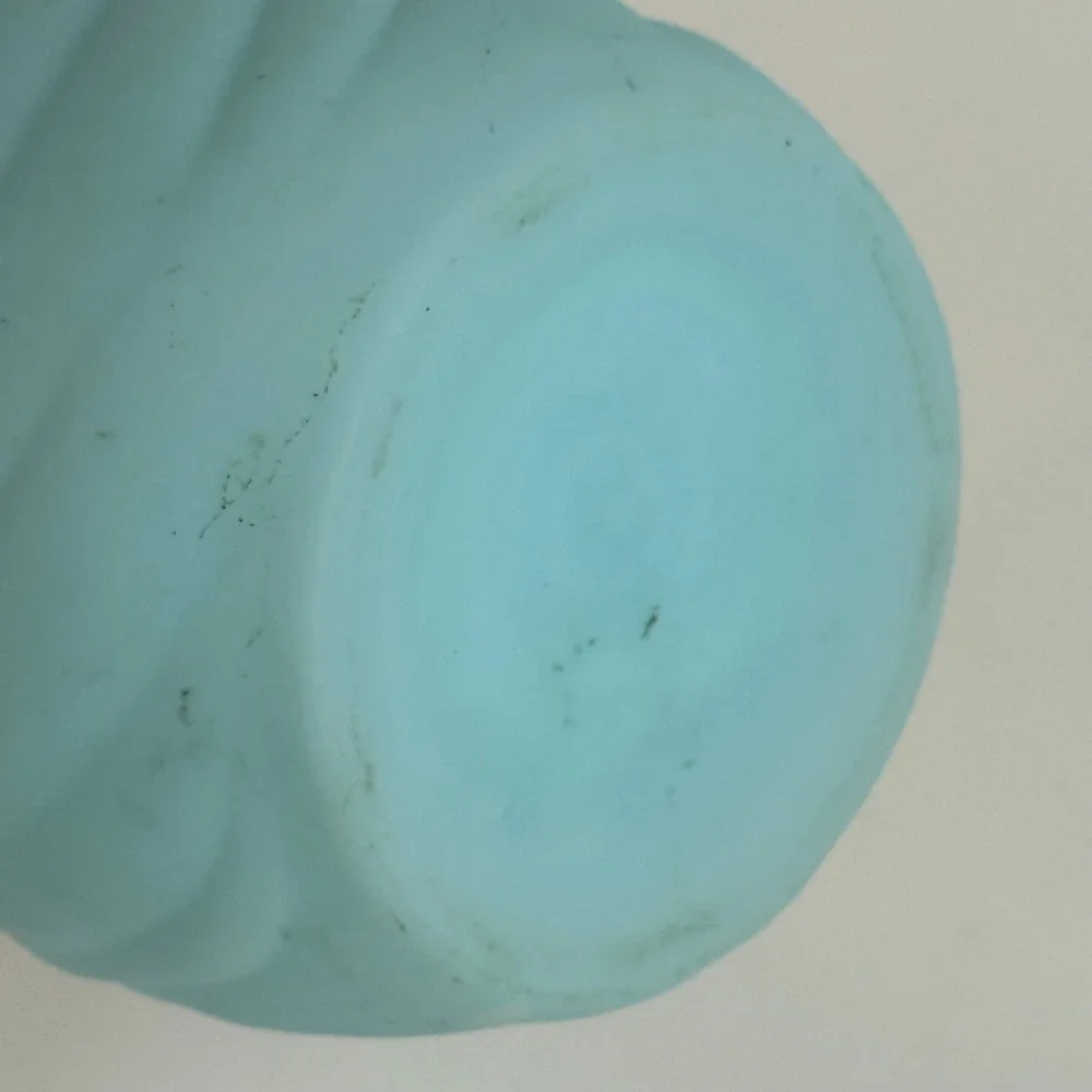 Fenton Madonna Praying Mary Satin Blue Glass Votive Candle Holder 6.25